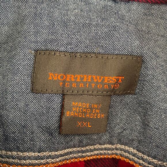 Vintage Red Black White Plaid Flannel Shirt Button Up Long Sleeve Casual - Picture 11 of 13